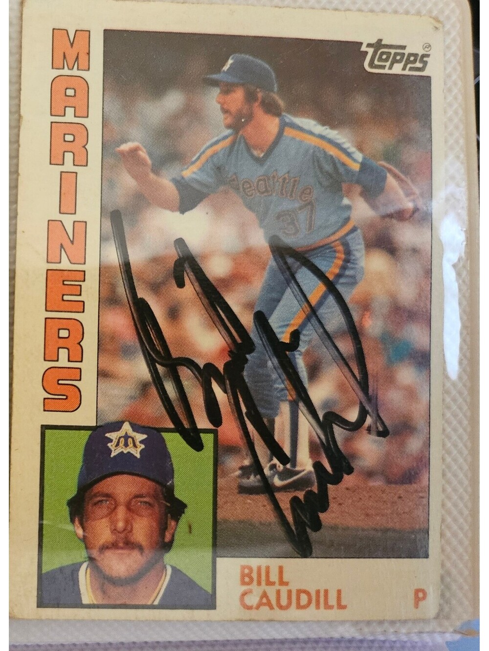 Bill Caudill Hand SIGNED 1984 Topps Card Seattle Mariners Autograph